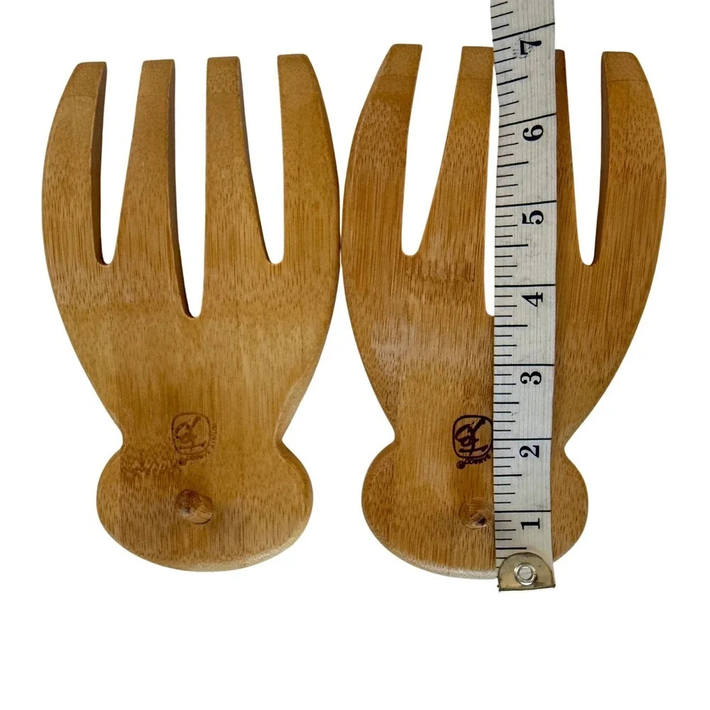 Modern Medium Solid Wood Salad Bowl w/ Servers – Heavy – Natural Finish
